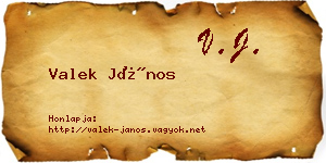 Valek János névjegykártya